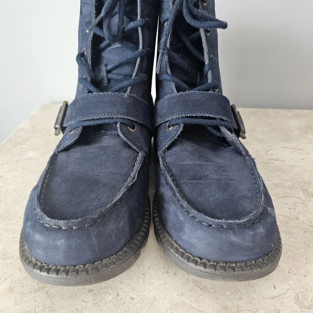 Polo Ralph Lauren Boots Youth Sz 7  Navy Suede Leather Bear Ranger Fits Womens 8